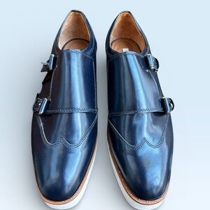 Massimo Dutti Navy Leather Double Monk Strap Loafers
Size 7 BNWT